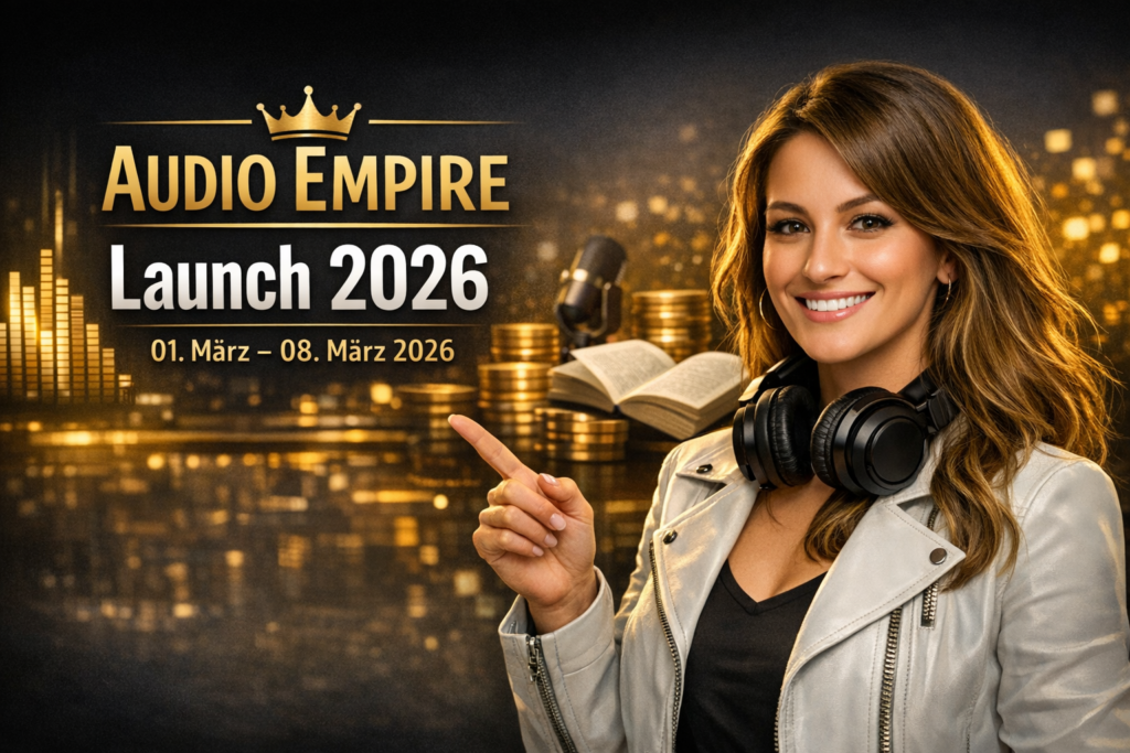 Audio Empire Launch 2026 – KI Hörbuch erstellen (01.–08.03.2026) mit Avatar Mia